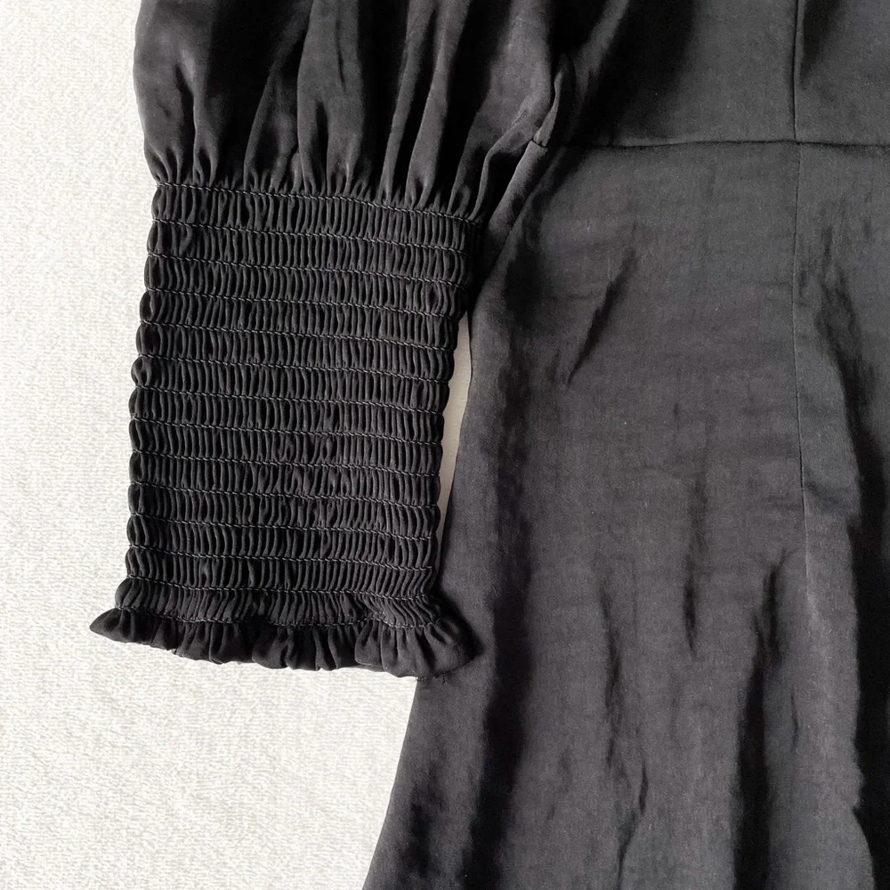 H&M NWT Satin Puff Sleeve Bustier Dress - Picture 4 of 4